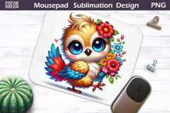 Bird Floral Mousepad | Funny Bird Flowers Sublimation Product Image 1