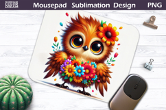 Cute Bird Floral Mousepad | Funny Owl Sublimation Product Image 1