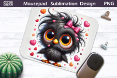Cute Bird Heart Mousepad | Funny Owl Sublimation Product Image 1