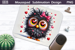 Cute Bird Heart Mousepad | Funny Owl Sublimation Product Image 1