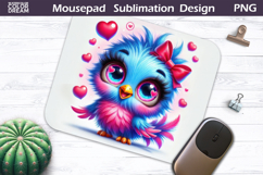 Cute Bird Heart Mousepad | Funny Owl Sublimation Product Image 1