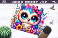 Cute Bird Floral Mousepad | Funny Owl Sublimation Product Image 1