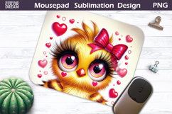 Cute Bird Heart Mousepad | Funny Owl Sublimation Product Image 1