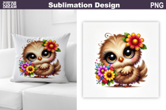 Cute Bird Pillow Sublimation | Funny Bird Floral Product Image 1