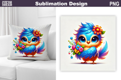 Cute Bird Pillow Sublimation | Funny Bird Floral Product Image 1