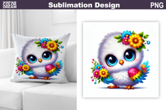Cute Bird Pillow Sublimation | Funny Bird Floral Product Image 1
