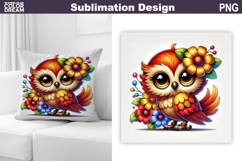 Cute Bird Pillow Sublimation | Funny Bird Floral Product Image 1