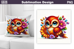 Cute Bird Pillow Sublimation | Funny Bird Floral Product Image 1