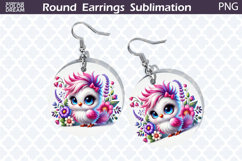 Bird Round Earrings | Bird Floral Earrings Sublimation Product Image 1