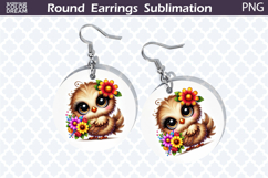 Bird Round Earrings | Bird Floral Earrings Sublimation Product Image 1