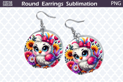 Bird Round Earrings | Bird Floral Earrings Sublimation Product Image 1