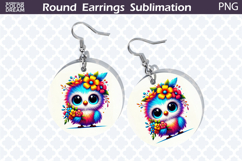 Bird Round Earrings | Bird Floral Earrings Sublimation Product Image 1