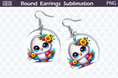 Bird Round Earrings | Bird Floral Earrings Sublimation Product Image 1