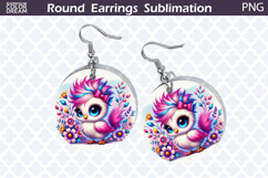 Bird Round Earrings | Bird Floral Earrings Sublimation Product Image 1
