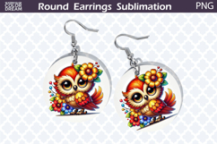Bird Round Earrings | Bird Floral Earrings Sublimation Product Image 1