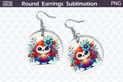 Bird Round Earrings | Bird Floral Earrings Sublimation Product Image 1
