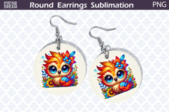 Bird Round Earrings | Bird Floral Earrings Sublimation Product Image 1
