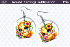 Bird Round Earrings | Bird Floral Earrings Sublimation Product Image 1