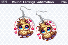 Bird Round Earrings | Bird Heart Earrings Sublimation Product Image 1