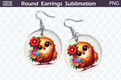 Bird Round Earrings | Bird Floral Earrings Sublimation Product Image 1