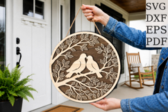 Cute Birds Round Sign SVG Product Image 1