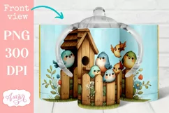 Cute birds sippy cup sublimation PNG, Kids tumbler template Product Image 1