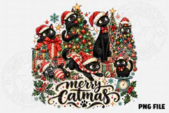 Cute Black Cat Christmas Family Design Product Image 1