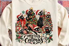 Cute Black Cat Christmas Family Design Product Image 4