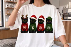 Cute Black Cat Christmas Shirt PNG,Holiday Ugly Sweater Product Image 2