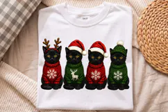 Cute Black Cat Christmas Shirt PNG,Holiday Ugly Sweater Product Image 3