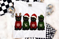 Cute Black Cat Christmas Shirt PNG,Holiday Ugly Sweater Product Image 4