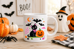 Cute Black Cat Pumpkin Halloween Sublimation Clipart PNG Product Image 3
