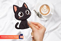 Cute Black Cat Sticker, Cute Animal Sticker, Black Cat Decor Product Image 1