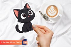 Cute Black Cat Sticker, Cute Animal Sticker, Black Cat Decor Product Image 1