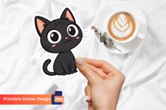Cute Black Cat Sticker, Cute Animal Sticker, Black Cat Decor Product Image 1