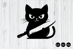 Cute Black Cat with Knife SVG, Cat SVG, Angry Cat SVG Product Image 1