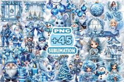 Cute Blue Christmas Sublimation Clipart | Winter Holiday PNG Product Image 2