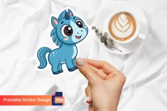 Cute Blue Horse Sticker, Cute Horse Decal, Animal Sticker Product Image 1