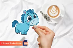 Cute Blue Horse Sticker, Cute Horse Decal, Animal Sticker Product Image 1