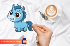 Cute Blue Horse Sticker, Cute Horse Decal, Animal Sticker Product Image 1