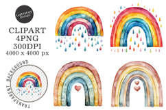 Cute Boho Retro Rainbow Clipart Product Image 1