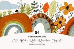 Cute Boho Retro Rainbow Clipart Product Image 1