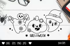 Cute Boo Halloween groovy kawaii cliparts SVG cartoon spooky Product Image 2