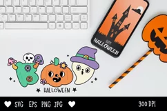 Cute Boo Halloween groovy kawaii cliparts SVG cartoon spooky Product Image 3