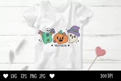Cute Boo Halloween groovy kawaii cliparts SVG cartoon spooky Product Image 4