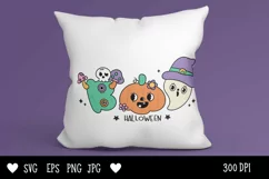Cute Boo Halloween groovy kawaii cliparts SVG cartoon spooky Product Image 5