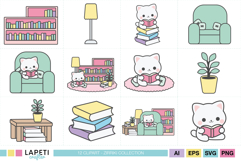 cozy reading time cute cat graphic