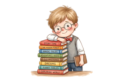 Cute Book Reader Png| Community Helper Png Product Image 1