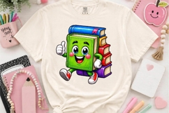 Cute Book Stack Character PNG School Clipart Design Product Image 2