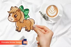 Cute Bow Horse Sticker, Sweet Horse Sticker, Animal Sticker Product Image 1